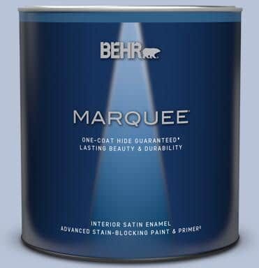 BEHR MARQUEE 1 qt. #610C-3 Virginia Blue Satin Enamel Interior Paint & Primer