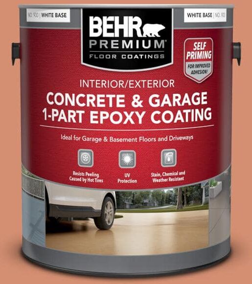 BEHR PREMIUM 1 gal. #PFC-12 Nuevo Terra Self-Priming 1-Part Epoxy Satin Interior/Exterior Concrete and Garage Floor Paint