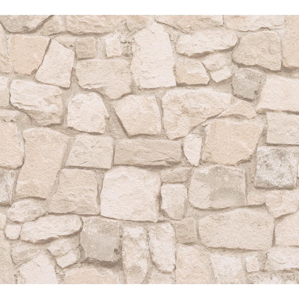 AS CREATION Peelable Morris Beige Natural Stone Wallpaper