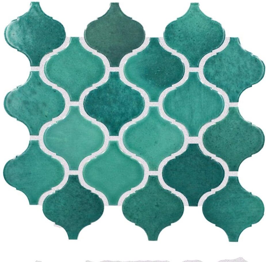 Daltile Premier Accents Allure Green Glossy 12 in. x 12 in. Glazed Ceramic Arabesque Mosaic Tile (7.4 sq. ft./Case)