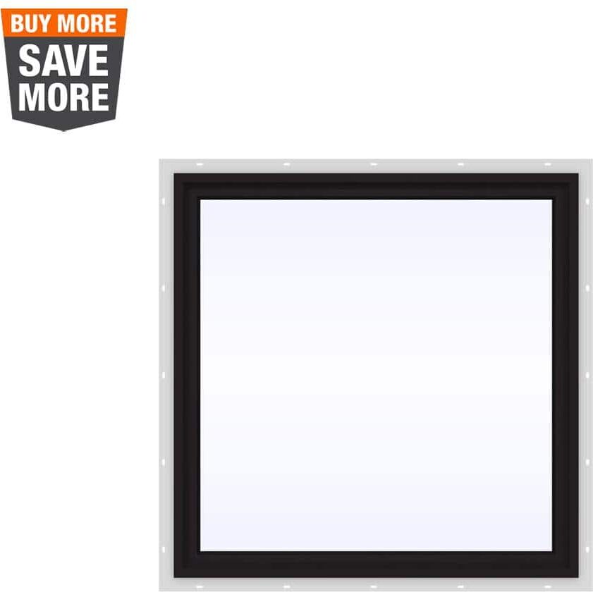 JELD-WEN 36 in. x 36 in. V-4500 Series Black Exterior/White Interior FiniShield Vinyl Picture Window w/ Low-E 366 Glass