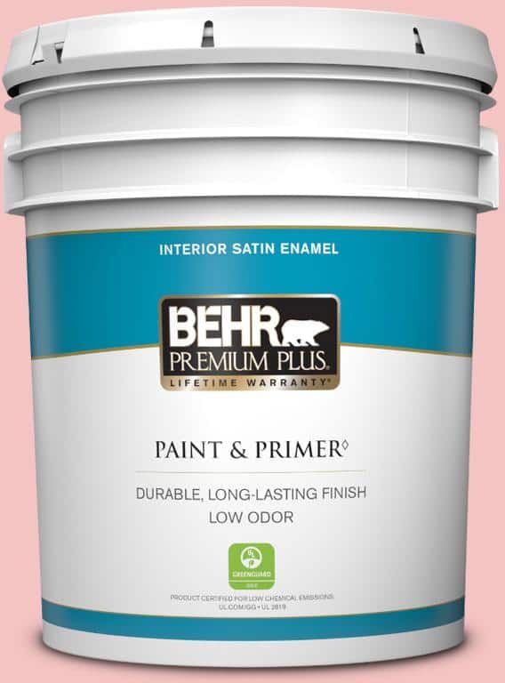 BEHR PREMIUM PLUS 5 gal. #140C-2 My Fair Lady Satin Enamel Low Odor Interior Paint & Primer