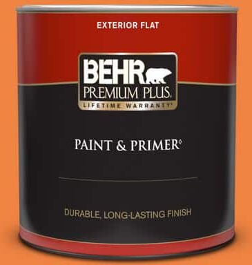 BEHR PREMIUM PLUS 1 qt. #P220-7 Construction Zone Flat Exterior Paint & Primer