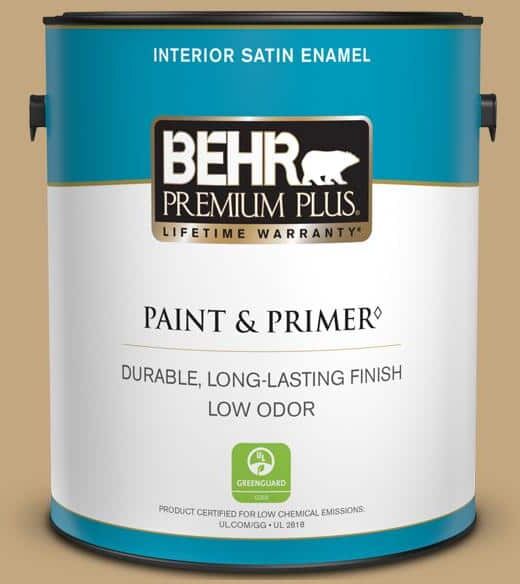 BEHR PREMIUM PLUS 1 gal. #N290-5 Pocket Watch Satin Enamel Low Odor Interior Paint & Primer