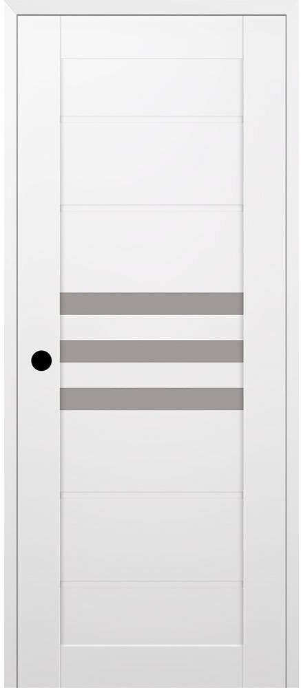 Belldinni Dome 36 in. x 80 in. Right Hand 3-Lite Frosted Glass Snow White Composite Wood Single Prehung Door