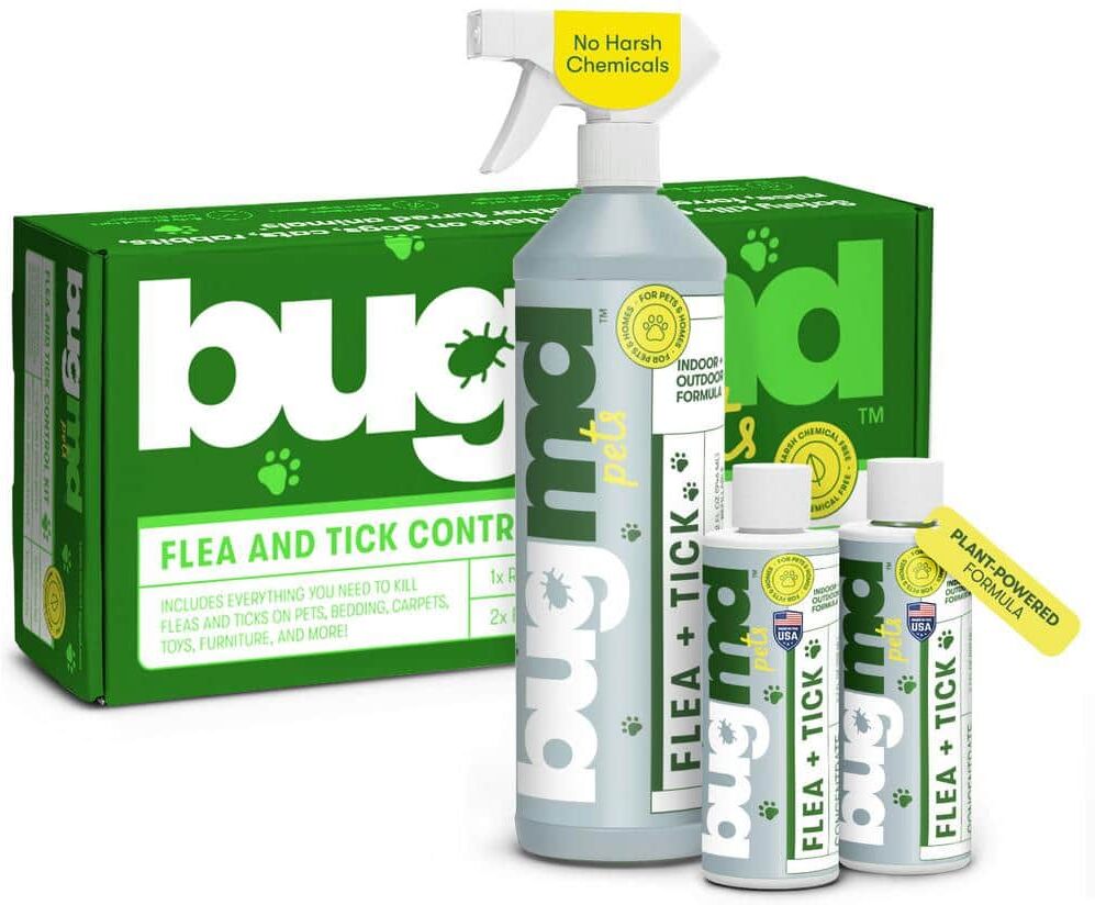 BUGMD Flea & Tick Starter Kit, 3.7 oz. Concentrated Indoor/Outdoor Flea and Tick Insect Killer Spray (2-Pack)