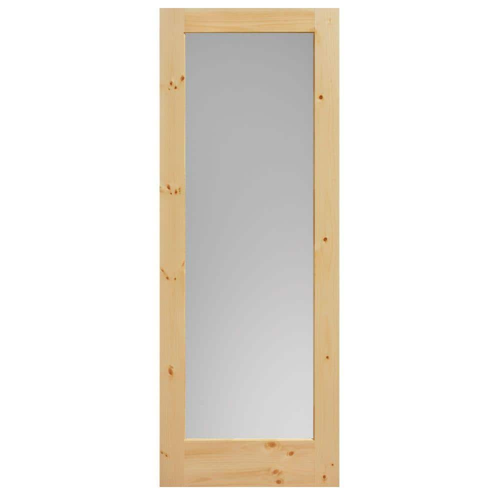 Masonite 30 in. x 84 in. Knotty Pine Veneer 1-Lite Solid Wood Interior Barn Door Slab