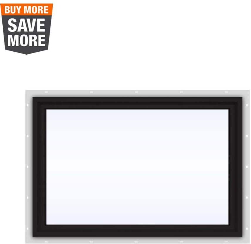 JELD-WEN 36 in. x 24 in. V-4500 Series Black Exterior/White Interior FiniShield Vinyl Picture Window w/ Low-E 366 Glass