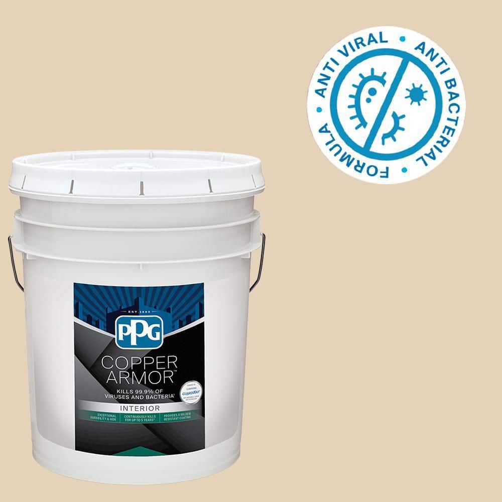 COPPER ARMOR 5 gal. PPG1095-3 Almond Brittle Eggshell Antiviral and Antibacterial Interior Paint with Primer