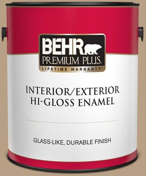 BEHR PREMIUM PLUS 1 gal. Home Decorators Collection #HDC-AC-12 Craft Brown Hi-Gloss Enamel Interior/Exterior Paint