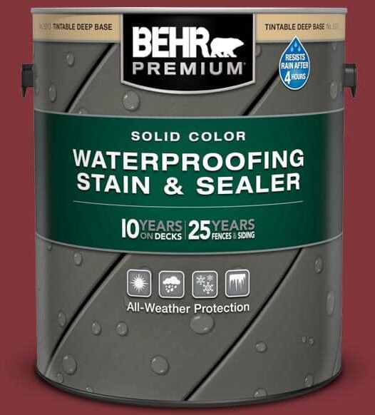 BEHR PREMIUM 1 gal. #S-H-170 Red Brick Solid Color Waterproofing Exterior Wood Stain and Sealer