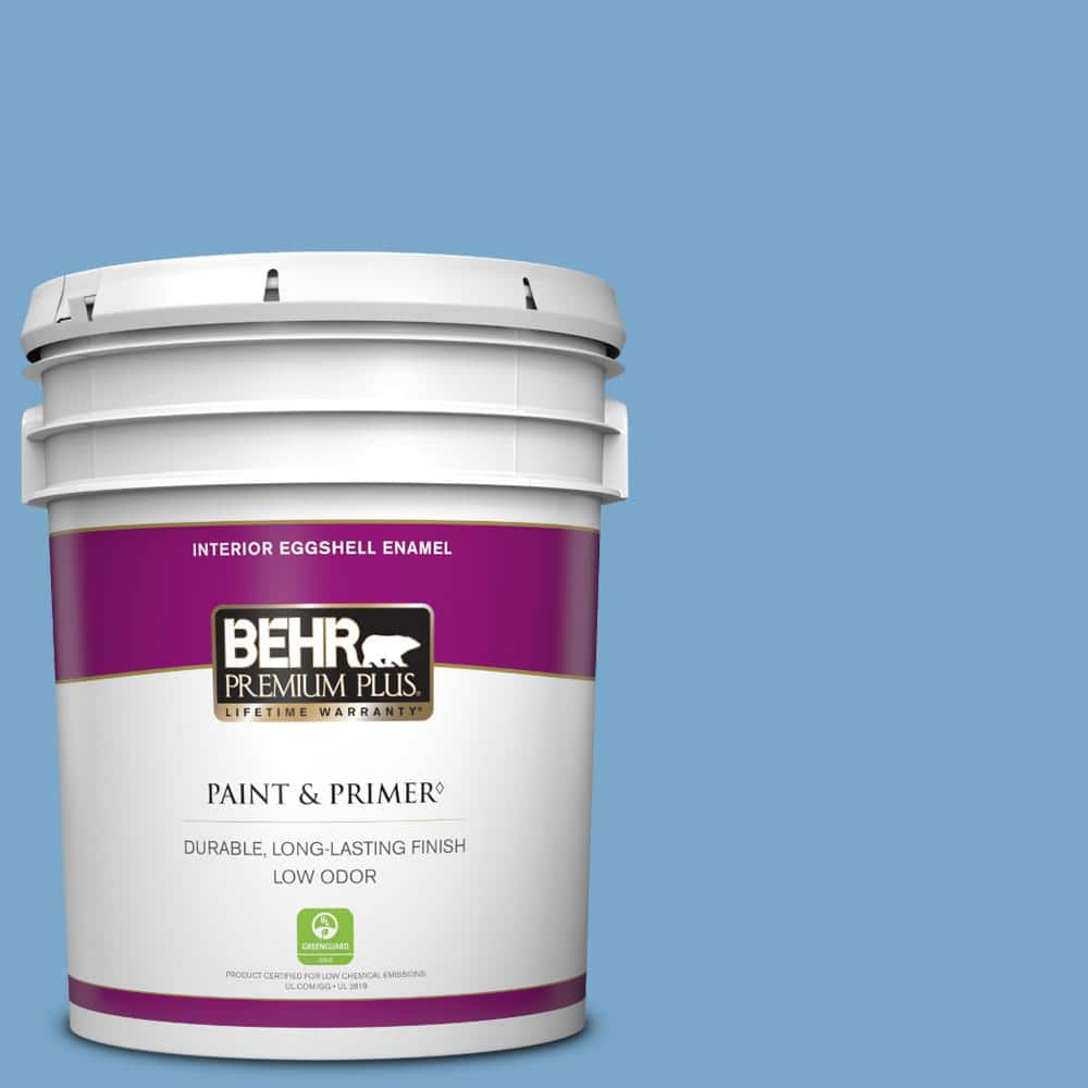 BEHR PREMIUM PLUS 5 gal. #M520-4 Mirror Lake Eggshell Enamel Low Odor Interior Paint & Primer