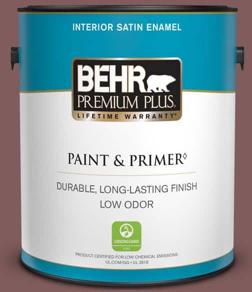 BEHR PREMIUM PLUS 1 gal. #140F-6 Book Binder Satin Enamel Low Odor Interior Paint & Primer