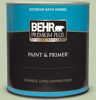 BEHR PREMIUM PLUS 1 qt. #M380-3 Growing Season Satin Enamel Exterior Paint & Primer