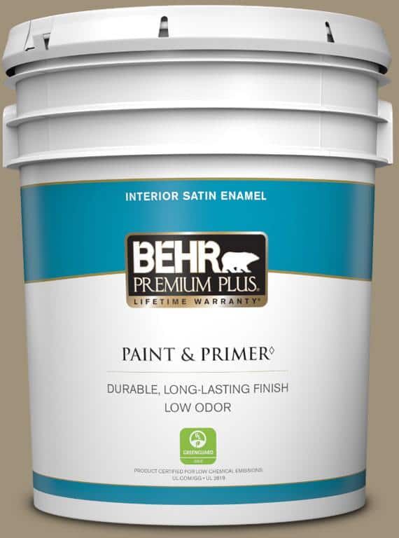 BEHR PREMIUM PLUS 5 gal. #750D-5 Desert Shadows Satin Enamel Low Odor Interior Paint & Primer