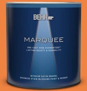 BEHR MARQUEE 1 qt. #P220-7 Construction Zone Satin Enamel Interior Paint & Primer