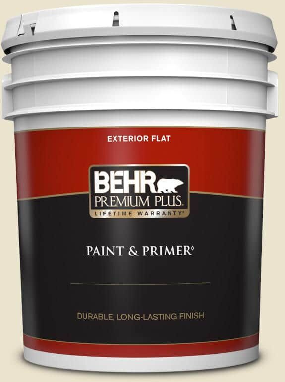 BEHR PREMIUM PLUS 5 gal. #S330-1 Baby Artichoke Flat Exterior Paint & Primer