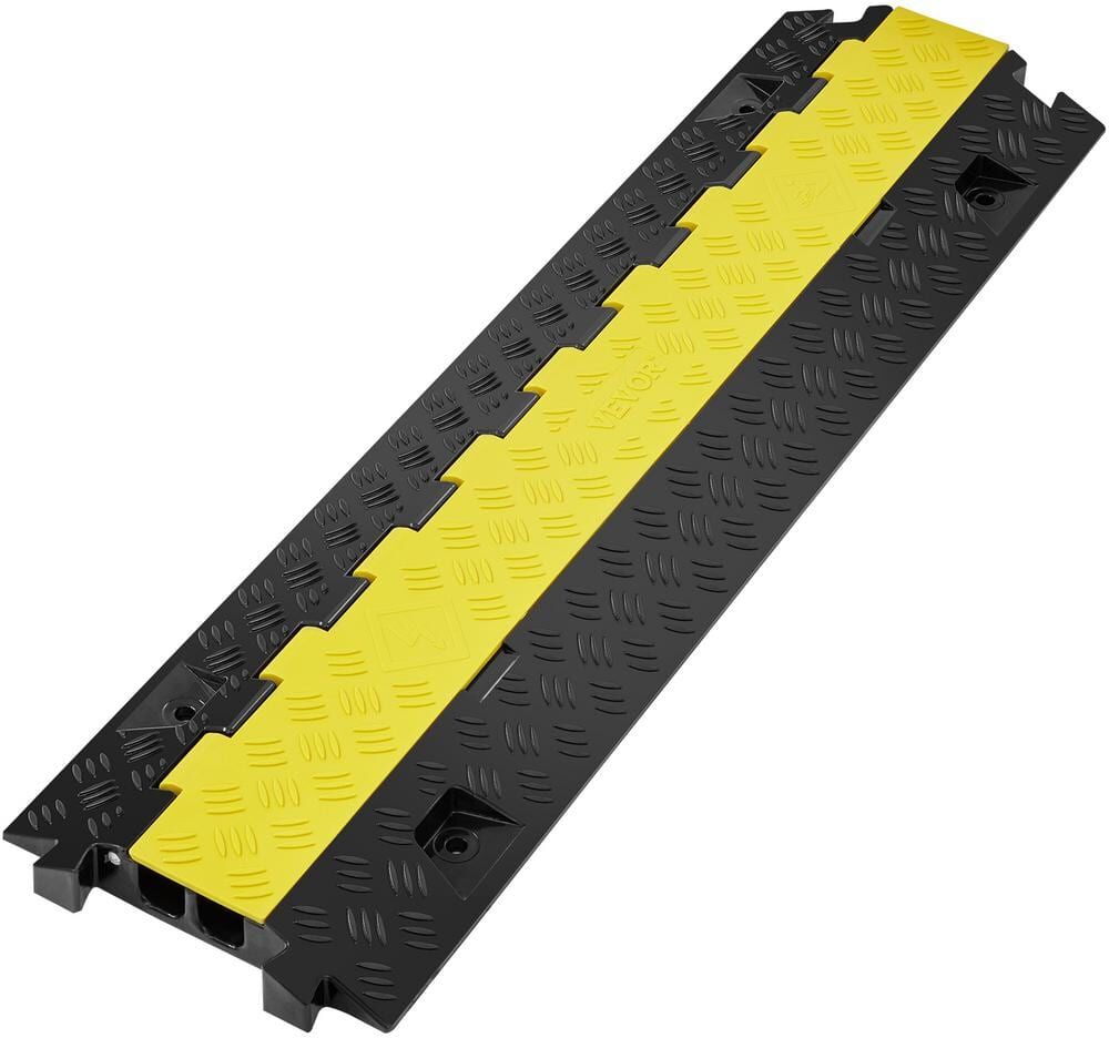 VEVOR Cable Protector Ramp 2 Channel 22000 lbs. Load Traffic Speed Bump 36.14 x 9.84 in. with Flip-Open Top Cover for Driveway