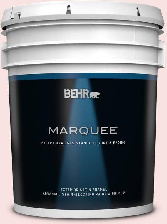 BEHR MARQUEE 5 gal. #RD-W02 Candy Floss Satin Enamel Exterior Paint & Primer