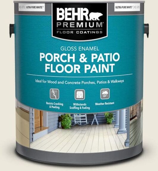 BEHR PREMIUM 1 gal. #BXC-32 Picket Fence White Gloss Enamel Interior/Exterior Porch and Patio Floor Paint