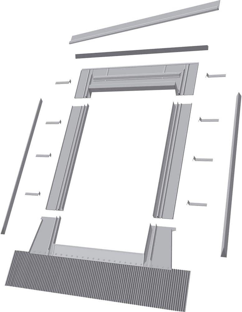 Fakro EH-C 14 in. x 46 in. (14/30, 14/46) Aluminum High-Profile Tile Roof Flashing Kit for Curb Mount Skylight