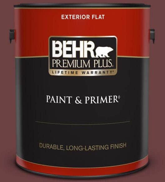 BEHR PREMIUM PLUS 1 gal. #BIC-50 Deep Claret Flat Exterior Paint & Primer