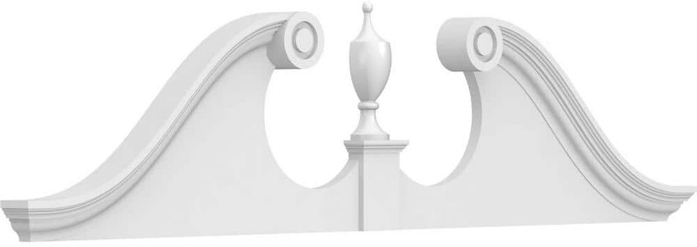 Ekena Millwork 2-3/4 in. x 66 in. x 16-1/2 in. Rams Head Architectural Grade PVC Pediment Moulding