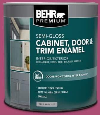 BEHR PREMIUM 1 qt. #100B-7 Hot Pink Semi-Gloss Enamel Interior/Exterior Cabinet, Door & Trim Paint