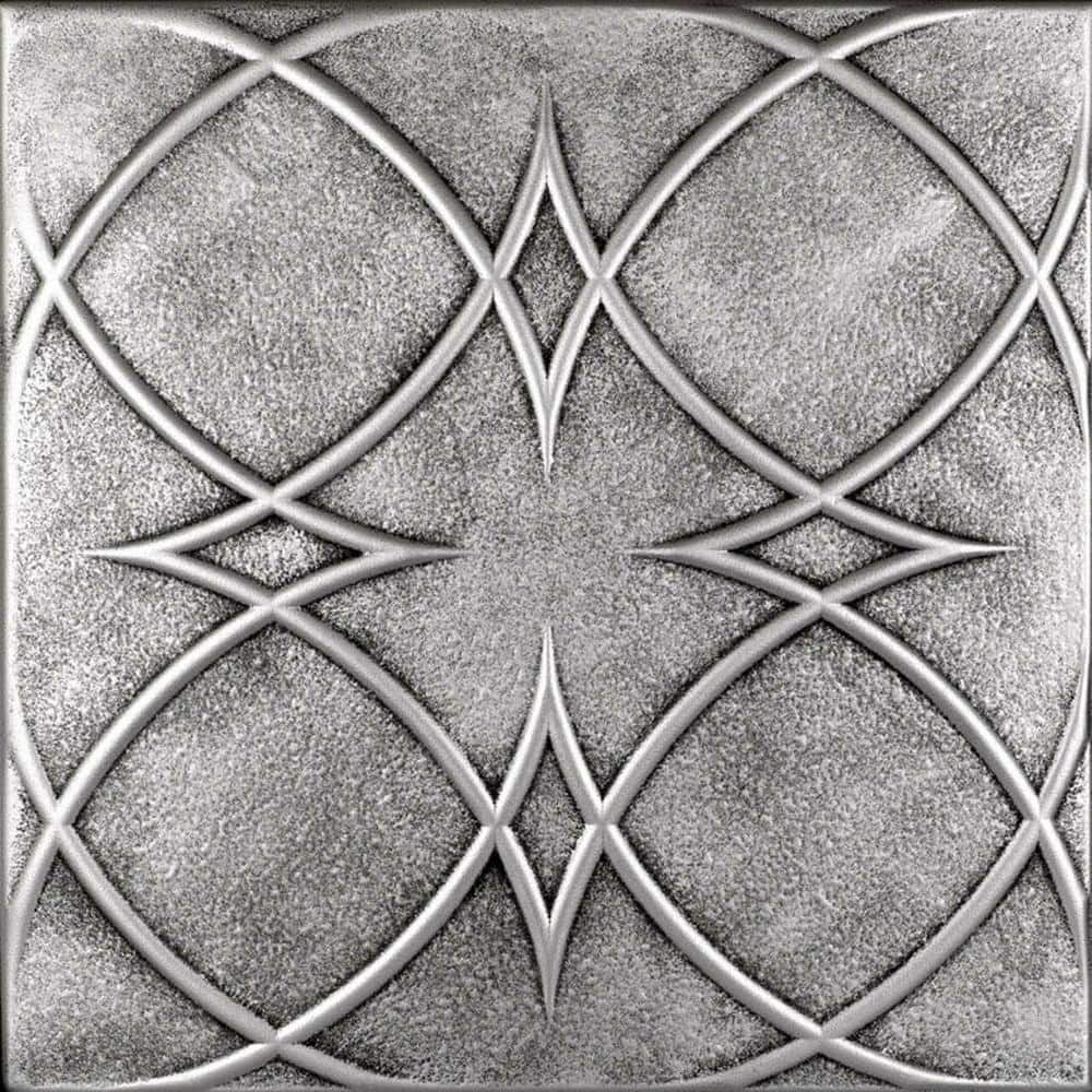 A La Maison Ceilings Circles and Stars Antique Silver 1.6 ft. x 1.6 ft. Decorative Foam Glue Up Ceiling Tile (21.6 sq. ft./case)