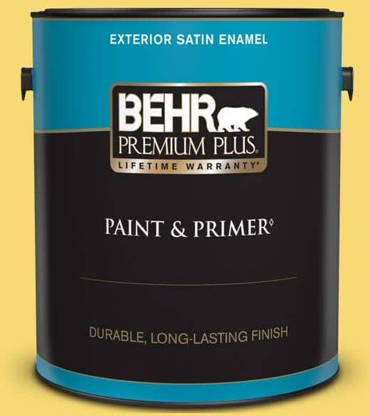 BEHR PREMIUM PLUS 1 gal. #P310-5 Solar Energy Satin Enamel Exterior Paint & Primer