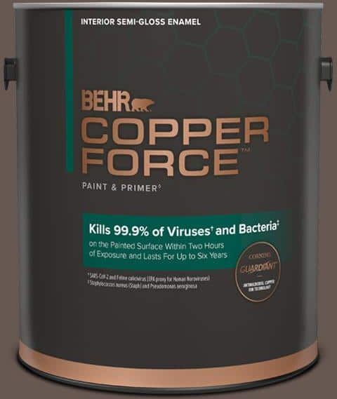 COPPER FORCE 1 gal. #HDC-FL14-10 Pine Cone Brown Semi-Gloss Enamel Virucidal and Antibacterial Interior Paint & Primer