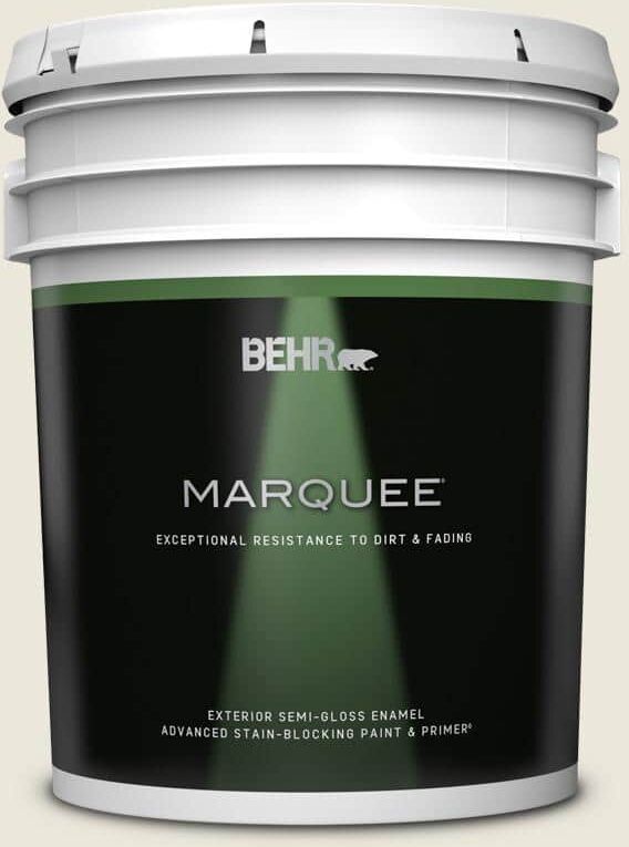 BEHR MARQUEE 5 gal. #BXC-32 Picket Fence White Semi-Gloss Enamel Exterior Paint & Primer