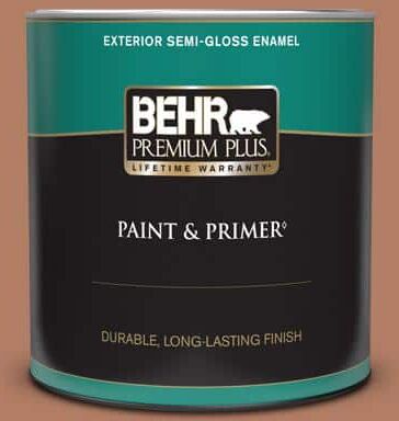 BEHR PREMIUM PLUS 1 qt. #PMD-84 Pecan Semi-Gloss Enamel Exterior Paint & Primer