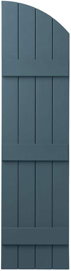 Ply Gem 15 in. x 61 in. Polypropylene Plastic Arch Top Closed Board and Batten Shutters Pair in Coastal Blue