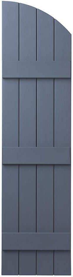 Ply Gem 15 in. x 65 in.  Polypropylene Plastic Arch Top Closed Board and Batten Shutters Pair in Blue