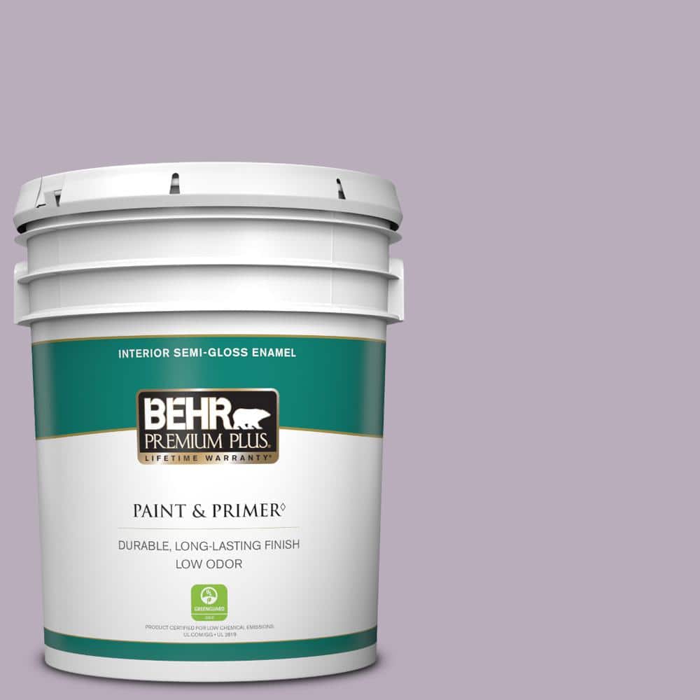 BEHR PREMIUM PLUS 5 gal. Home Decorators Collection #HDC-SP14-12 Exclusive Violet Semi-Gloss Enamel Low Odor Interior Paint & Primer
