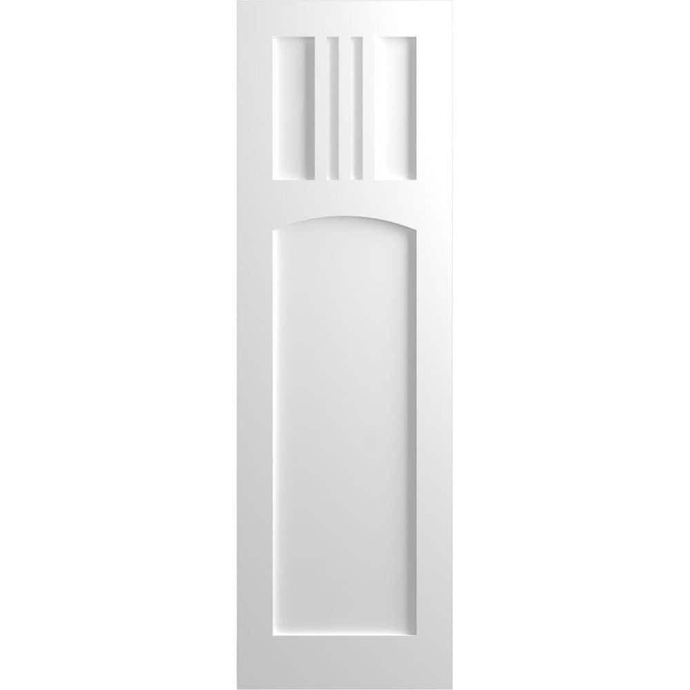 Ekena Millwork 12 in. x 53 in. PVC True Fit San Miguel Mission Style Fixed Mount Flat Panel Shutters Pair in White