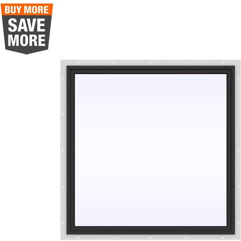 JELD-WEN 48 in. x 48 in. V-4500 Series Black Exterior/White Interior FiniShield Vinyl Picture Window w/ Low-E 366 Glass