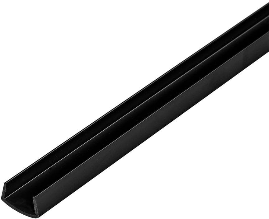 Outwater 1/4 in. D x 1/2 in. W x 48 in. L Black Rigid PVC Plastic U-Channel Moulding Fits 1/2 in. Board, (3-Pack)