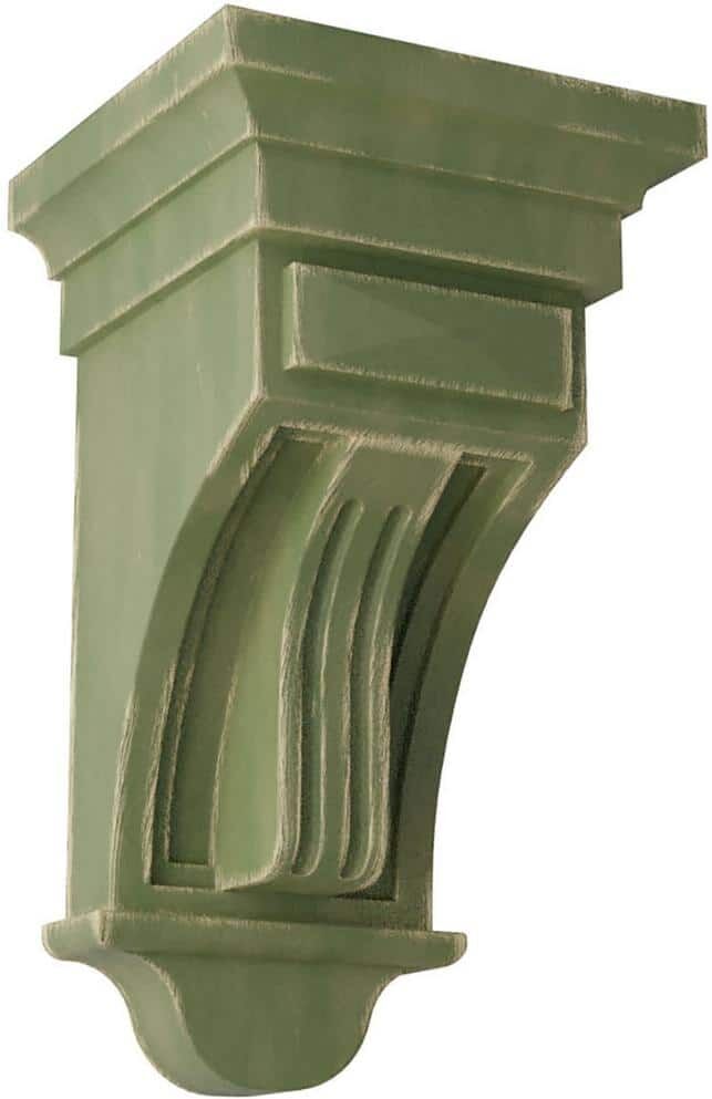 Ekena Millwork 5-1/2 in. x 10 in. x 5-1/2 in. Restoration Green Raised Fluting Wood Vintage Decor Corbel