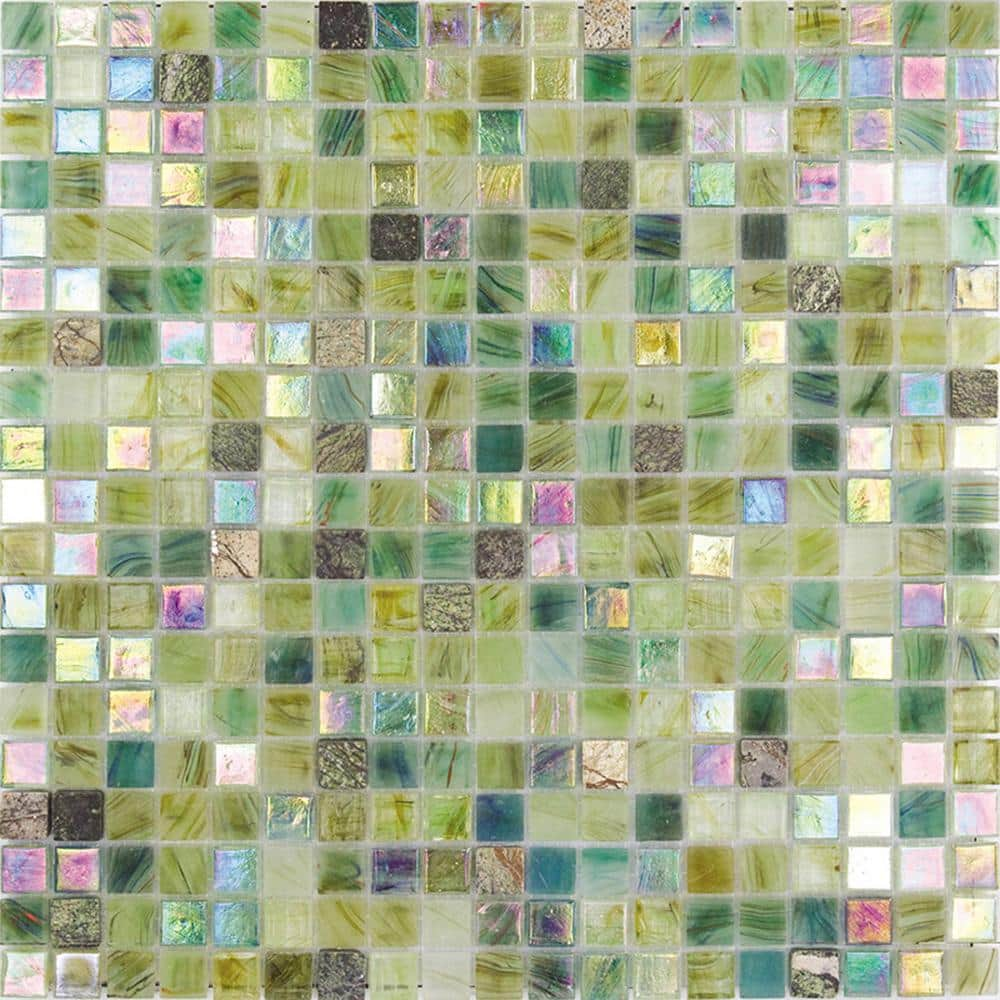 Apollo Tile Mingles 11.6 in. x 11.6 in. Glossy Emerald Green Glass Mosaic Wall and Floor Tile (18.69 sq. ft./case) (20-pack)