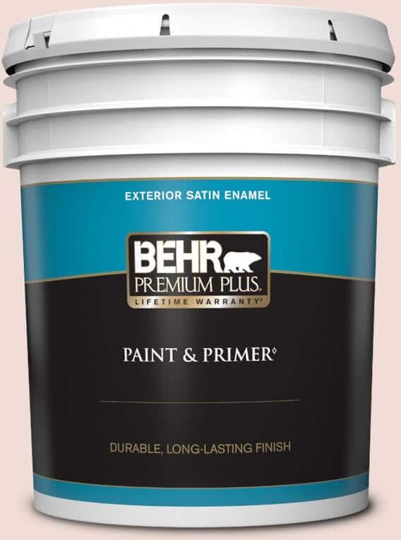 BEHR PREMIUM PLUS 5 gal. #BIC-05 Shabby Chic Pink Satin Enamel Exterior Paint & Primer