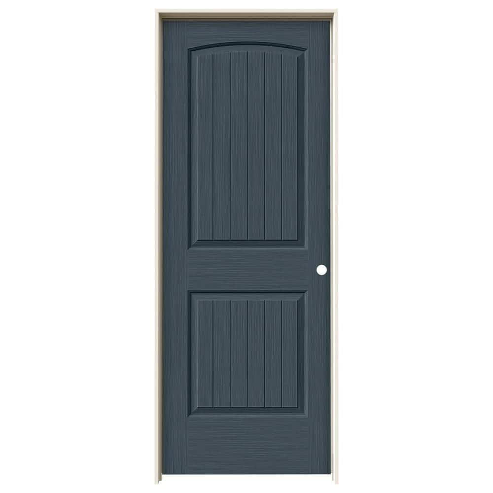 JELD-WEN 30 in. x 80 in. Santa Fe Denim Stain Left-Hand Solid Core Molded Composite MDF Single Prehung Interior Door