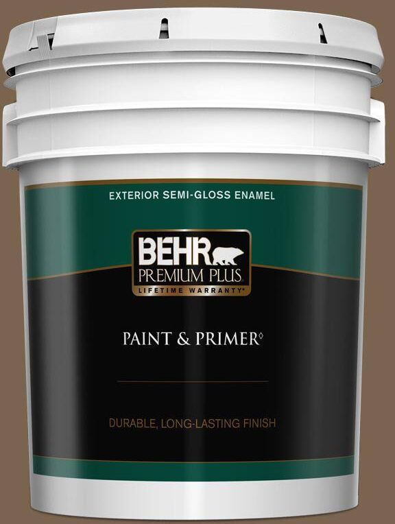 BEHR PREMIUM PLUS 5 gal. #N260-7 Folk Guitar Semi-Gloss Enamel Exterior Paint & Primer