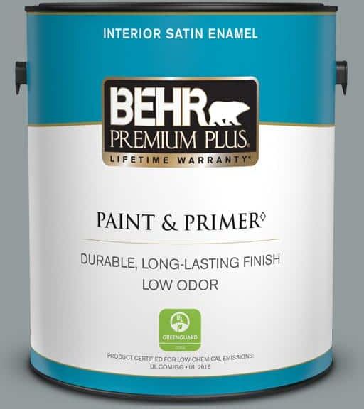 BEHR PREMIUM PLUS 1 gal. #720F-4 Stone Fence Satin Enamel Low Odor Interior Paint & Primer