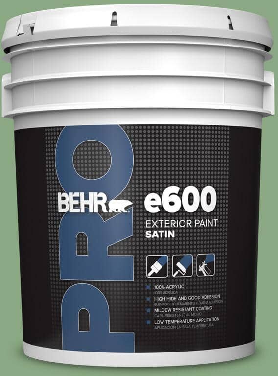 BEHR PRO 5 gal. #M400-5 Baby Spinach Satin Exterior Paint