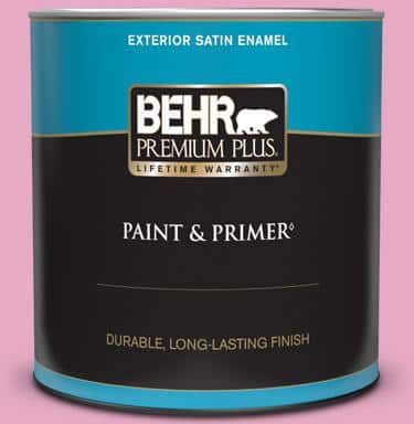 BEHR PREMIUM PLUS 1 qt. #P130-3 Little Princess Satin Enamel Exterior Paint & Primer