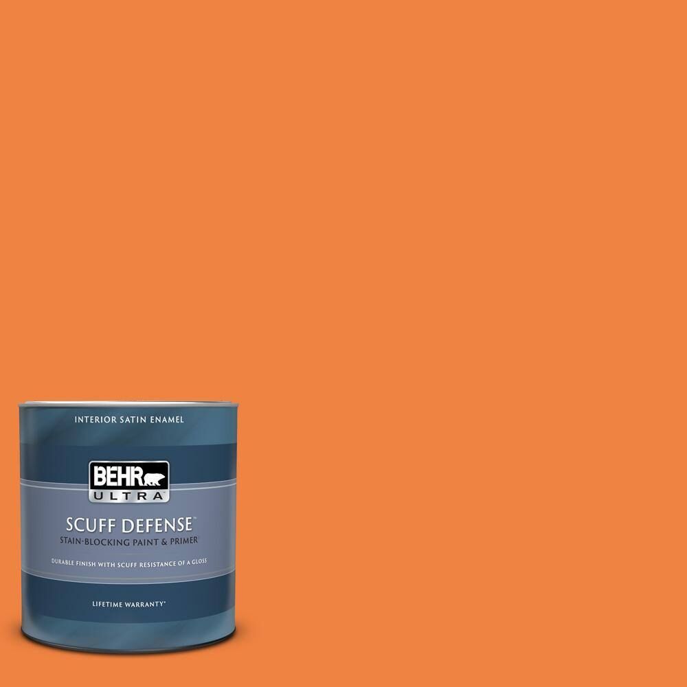 BEHR ULTRA 1 qt. #P220-7 Construction Zone Extra Durable Satin Enamel Interior Paint & Primer