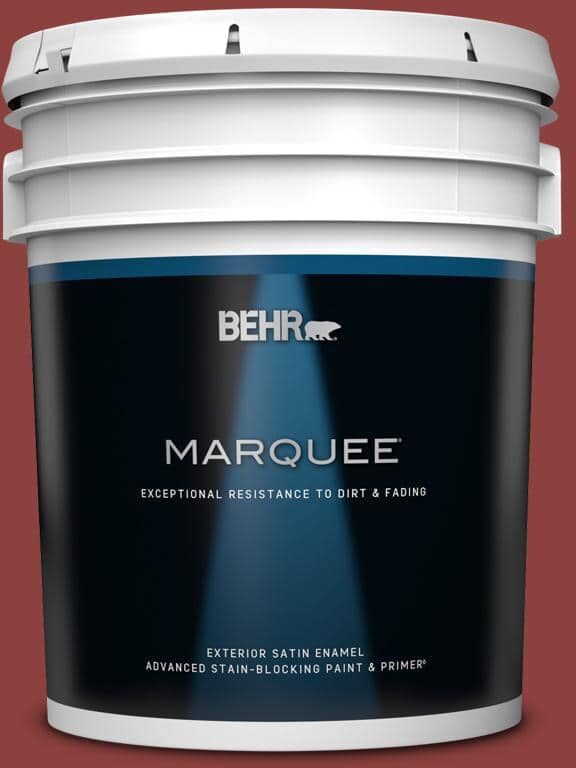 BEHR MARQUEE 5 gal. #BXC-27 Carriage Red Satin Enamel Exterior Paint & Primer