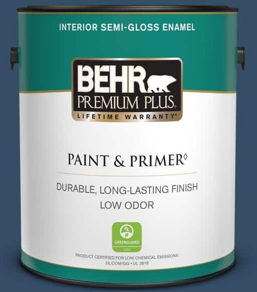 BEHR PREMIUM PLUS 1 gal. Home Decorators Collection #HDC-FL14-12 Rain Boots Semi-Gloss Enamel Low Odor Interior Paint & Primer